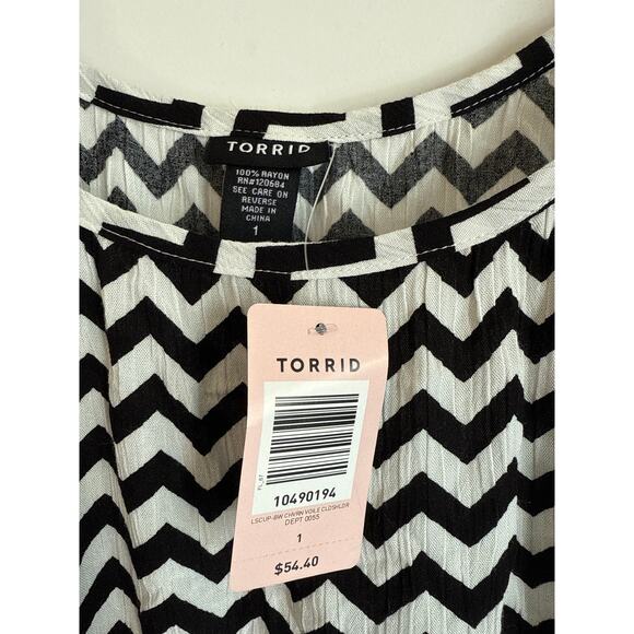 Torrid Black White Chevron Voile Swim Cover Up 1X 14-16 - Picture 6 of 7